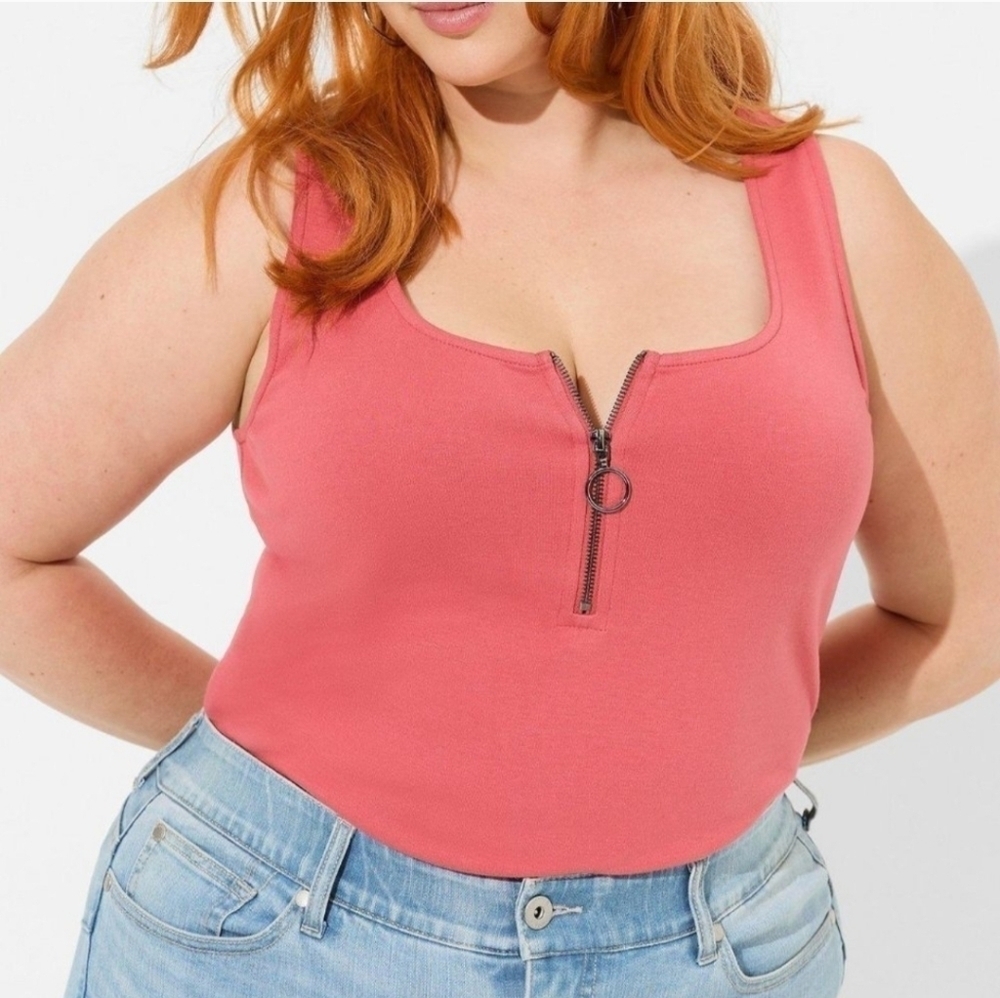 Torrid ponte Square Neck Zip Up Tank Holly Berry 2x 1820 New Nwt